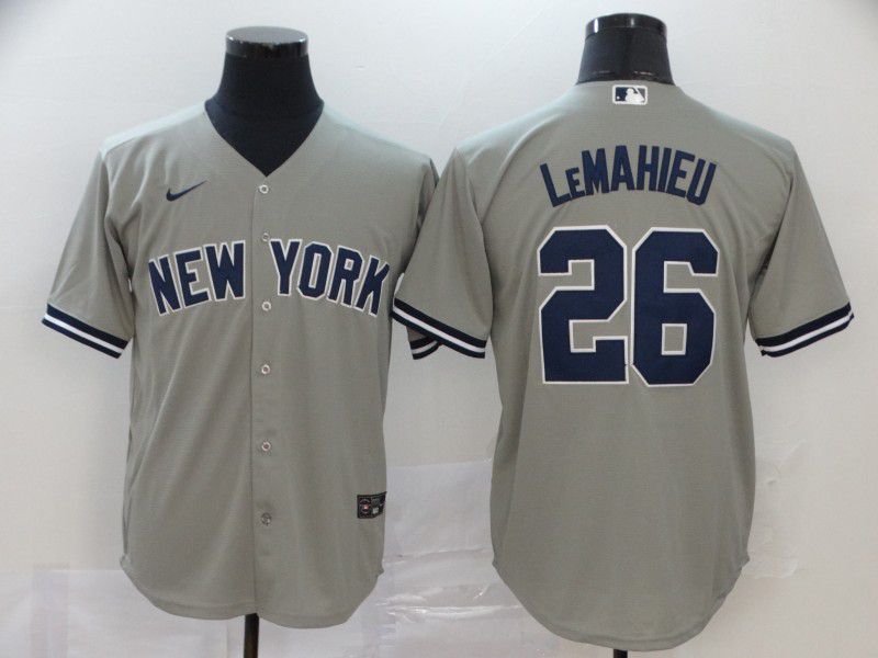 Men New York Yankees 26 Lemahieu Grey Nike Game MLB Jerseys